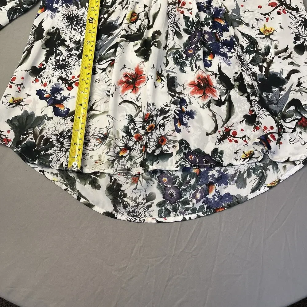 Dalia Blouse Womens 1X Floral Multicolored 3/4 Sleeve Boho Artsy Abstract - Picture 6 of 13